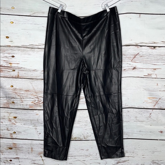 Denise Bidot x Sonoma Women’s Plus Size 1X Black Moto Faux Leather Pull On Pants - Picture 1 of 4